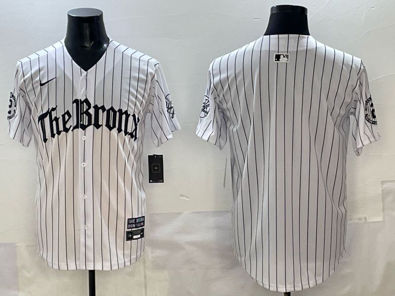 Men 2025 New York Yankees Blank White Stripe Five generations Joint Name Nike MLB Jersey style 01